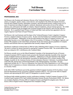 CV for Neil Broom Expert Witness in Computer Forensics Investigations in Chesapeake